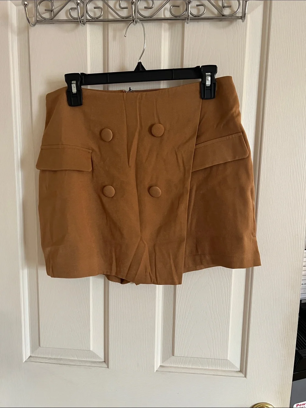 Lulu's Camel Brown Double-Breasted Skort